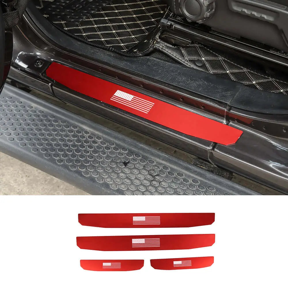 For 2018+ Jeep Wrangler JL JLU & Gladiator JT 4Doors 4 x Car Door Sill Protection Strip Cover