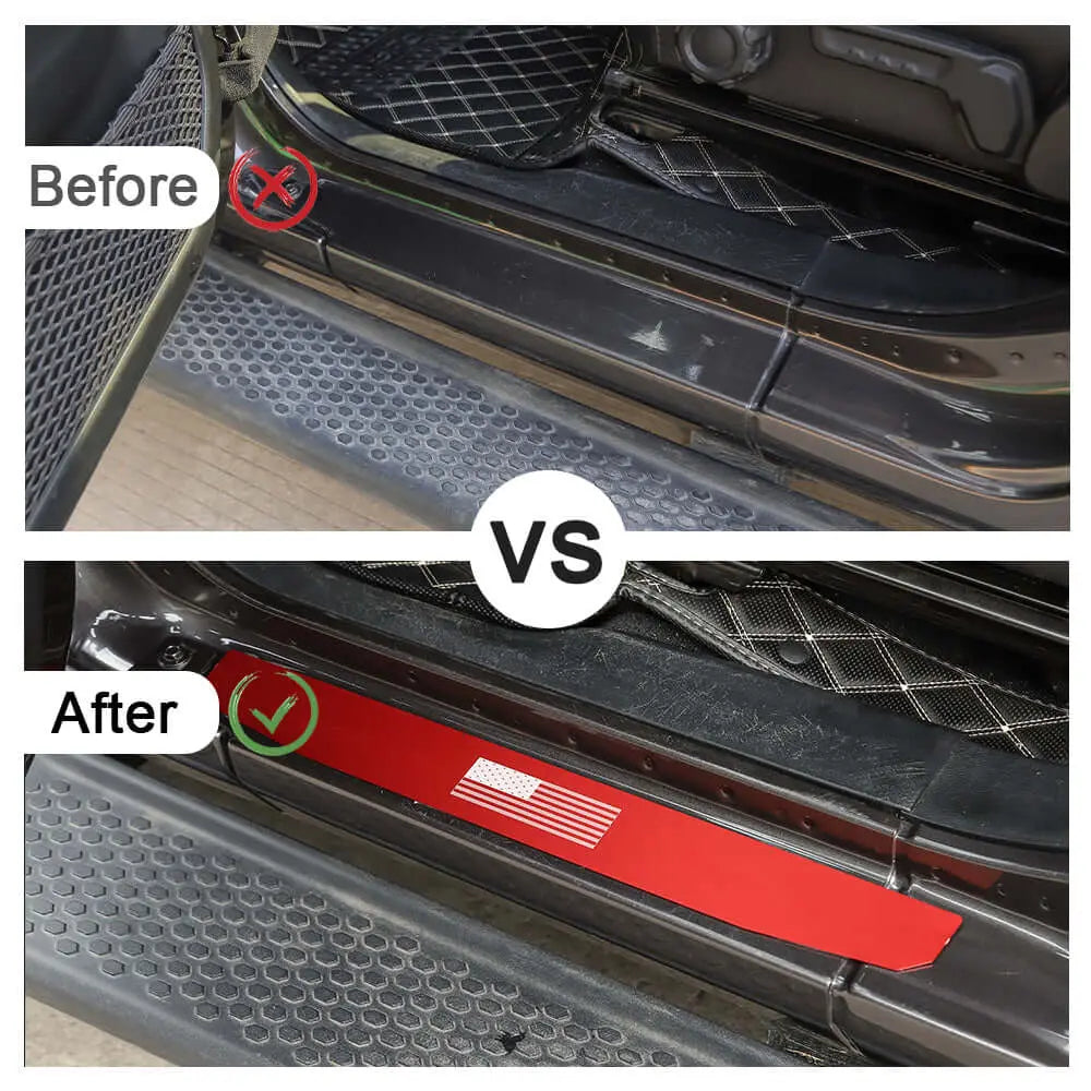 For 2018+ Jeep Wrangler JL JLU & Gladiator JT 4Doors 4 x Car Door Sill Protection Strip Cover