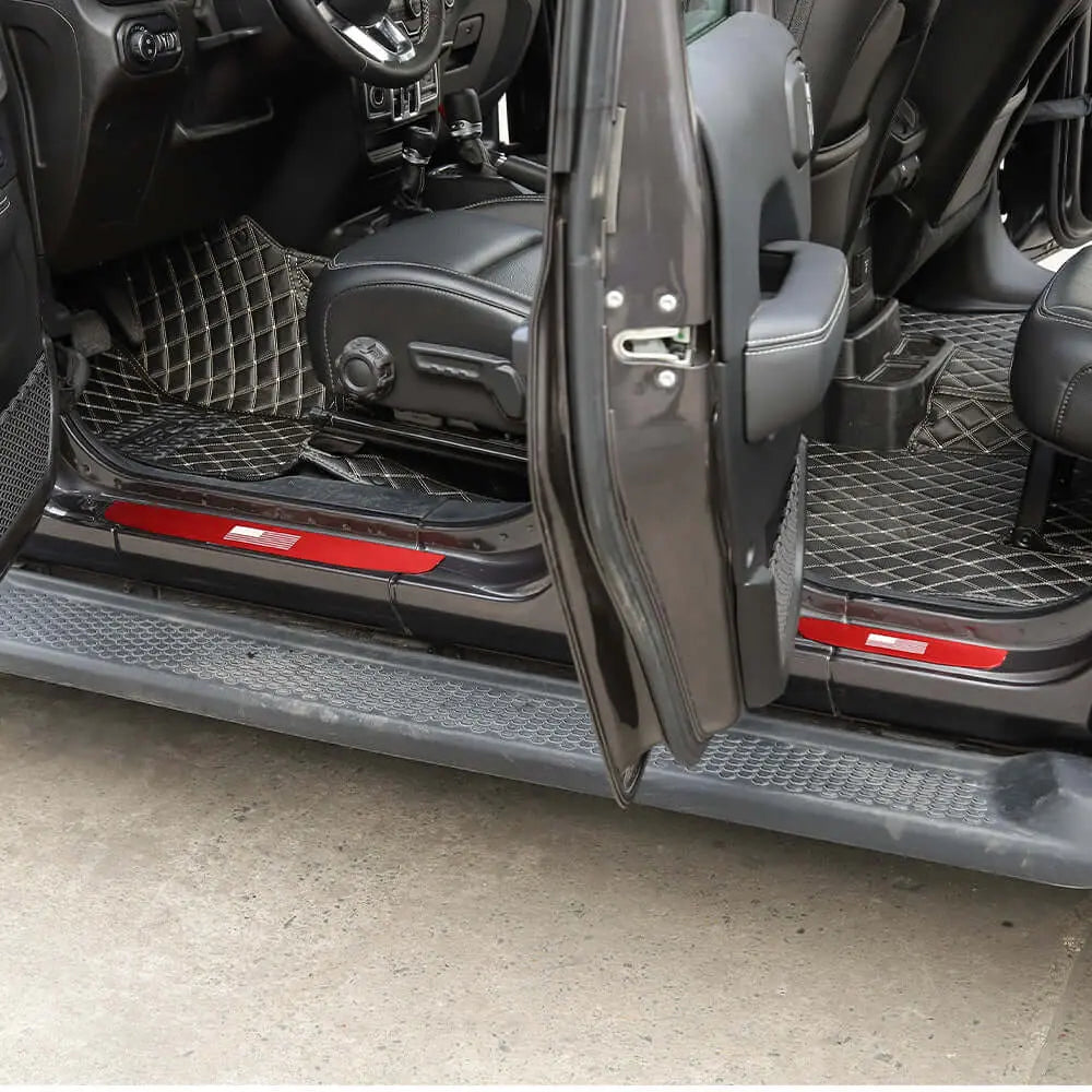 For 2018+ Jeep Wrangler JL JLU & Gladiator JT 4Doors 4 x Car Door Sill Protection Strip Cover