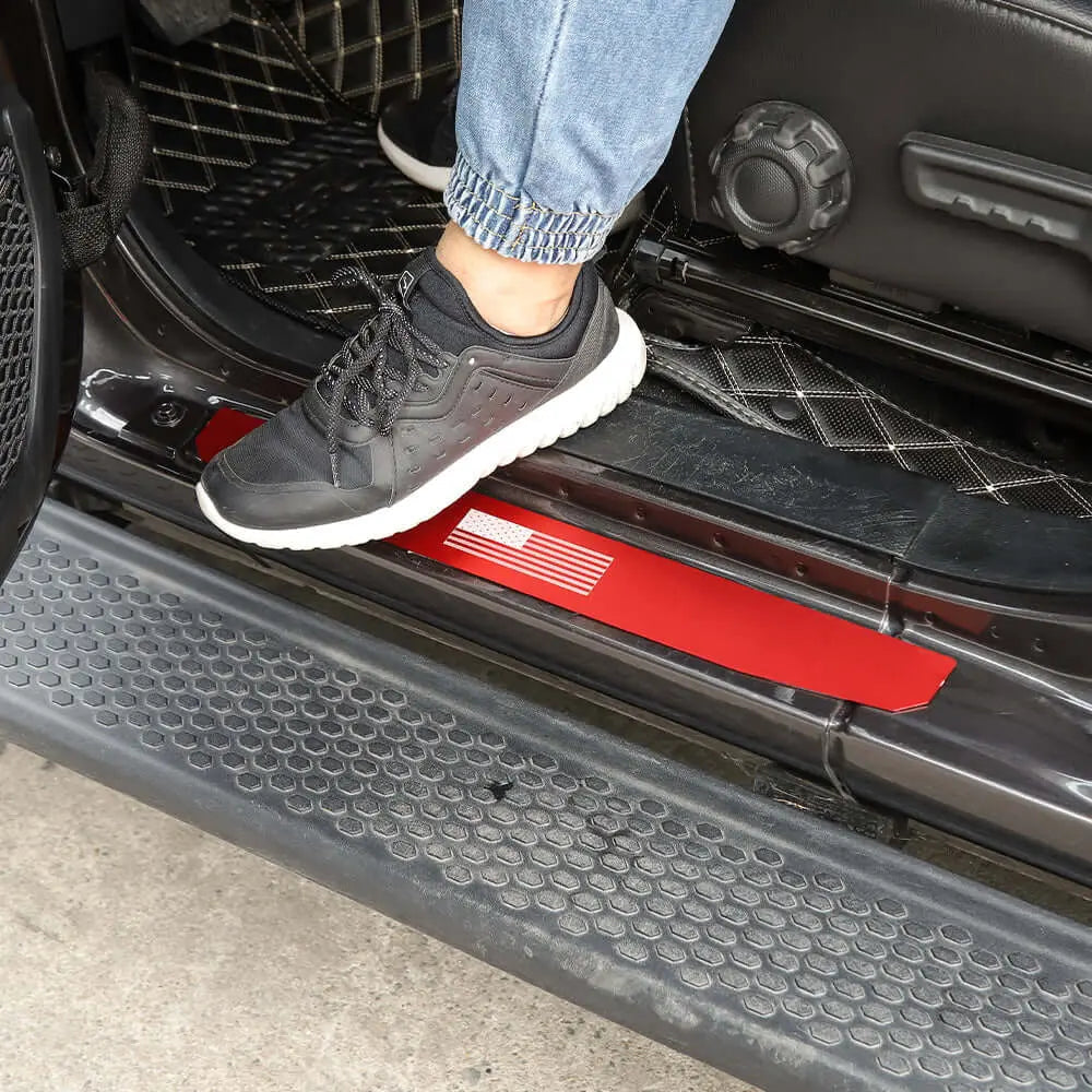 For 2018+ Jeep Wrangler JL JLU & Gladiator JT 4Doors 4 x Car Door Sill Protection Strip Cover