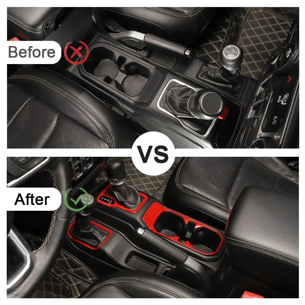 For 2018+ Jeep Wrangler JL, JLU & Gladiator JT 6PCS Gear Shift, Cup Holder & Rear Air Vent Accent Trim Kit