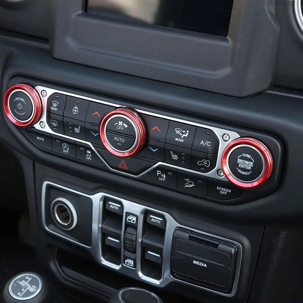 For 2018+ Jeep Wrangler JL JLU & Gladiator JT A/C & Headlight Switch Knob Trim – Aluminum Alloy Accent Rings