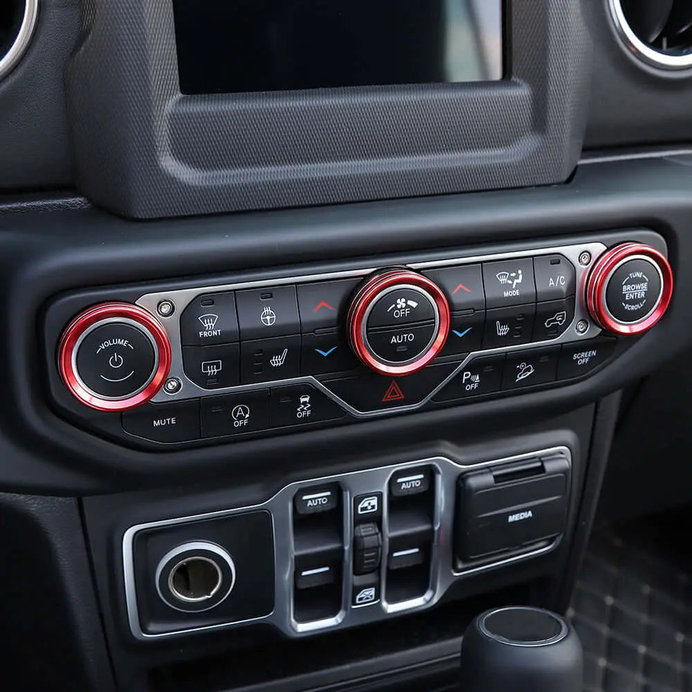 For 2018+ Jeep Wrangler JL JLU & Gladiator JT A/C & Headlight Switch Knob Trim – Aluminum Alloy Accent Rings