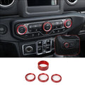 For 2018+ Jeep Wrangler JL JLU & Gladiator JT Climate Control A/C & Headlight Switch Knob Trim – Aluminum Alloy Accent Rings Style A/B/C