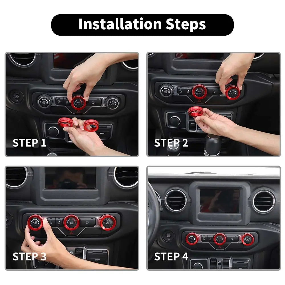 For 2018+ Jeep Wrangler JL JLU & Gladiator JT Air Conditioner Switch Knob Cover Trim C Style