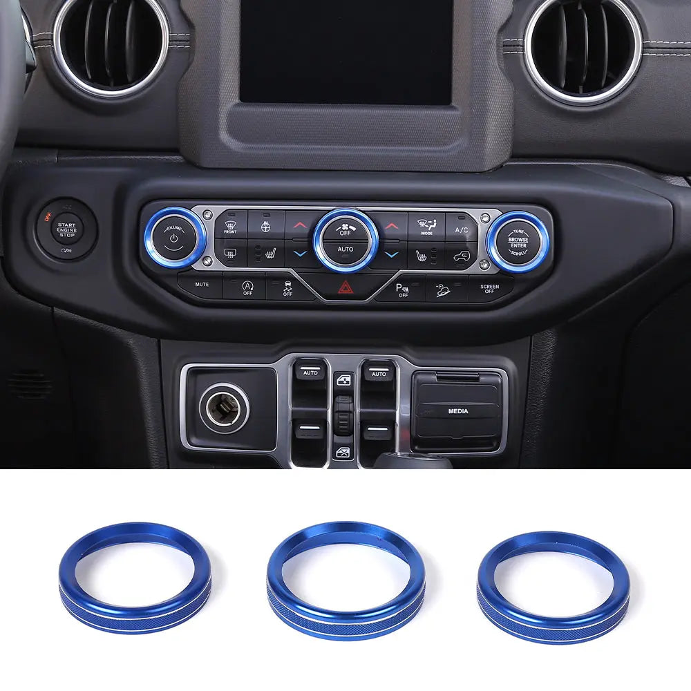 For 2018+ Jeep Wrangler JL JLU & Gladiator JT Air Conditioner Switch Knob Cover Trim Style A
