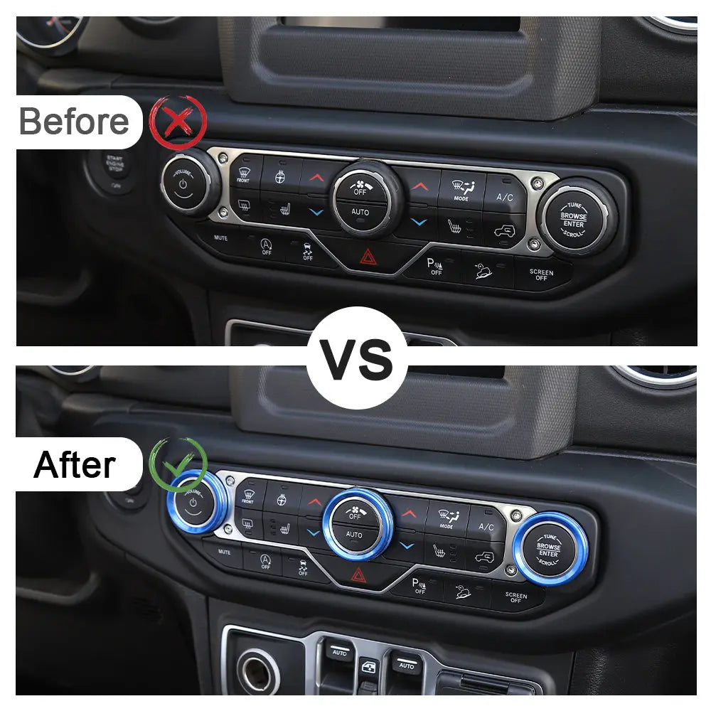 For 2018+ Jeep Wrangler JL JLU & Gladiator JT Air Conditioner Switch Knob Cover Trim Style A