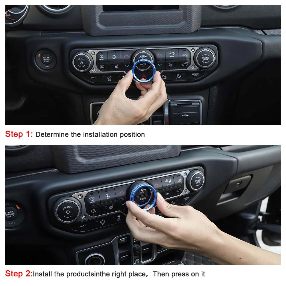 For 2018+ Jeep Wrangler JL JLU & Gladiator JT Air Conditioner Switch Knob Cover Trim Style A