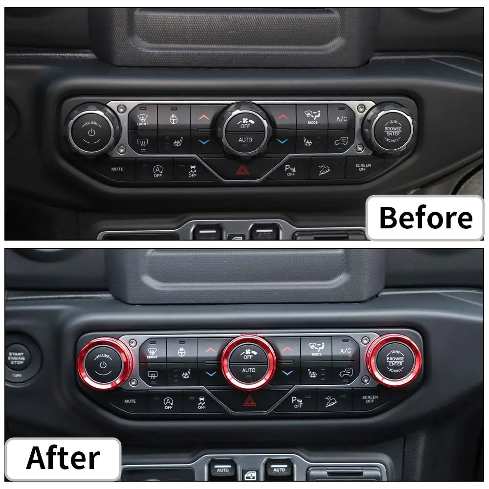 For 2018+ Jeep Wrangler JL JLU & Gladiator JT Air Conditioner Switch Knob Cover Trim - Style B