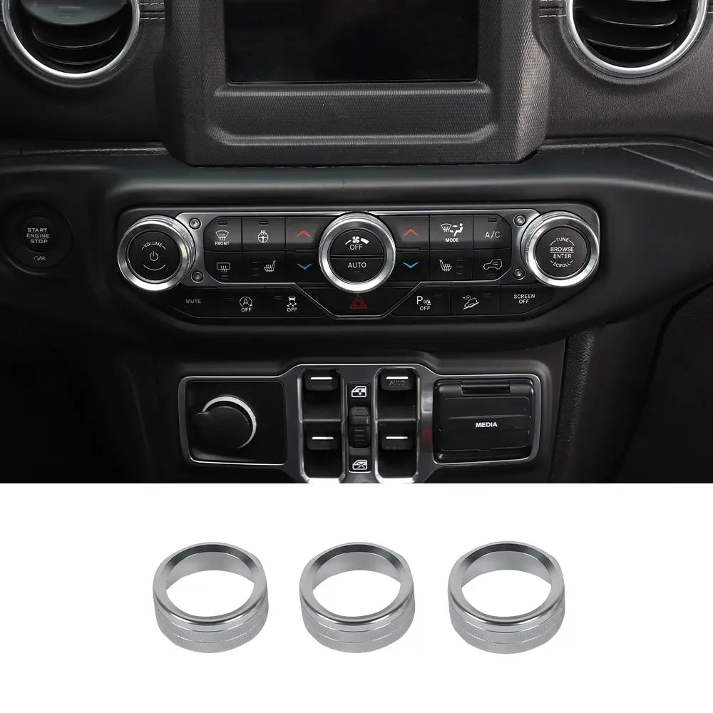 For 2018+ Jeep Wrangler JL JLU & Gladiator JT Air Conditioner Switch Knob Cover Trim - Style B