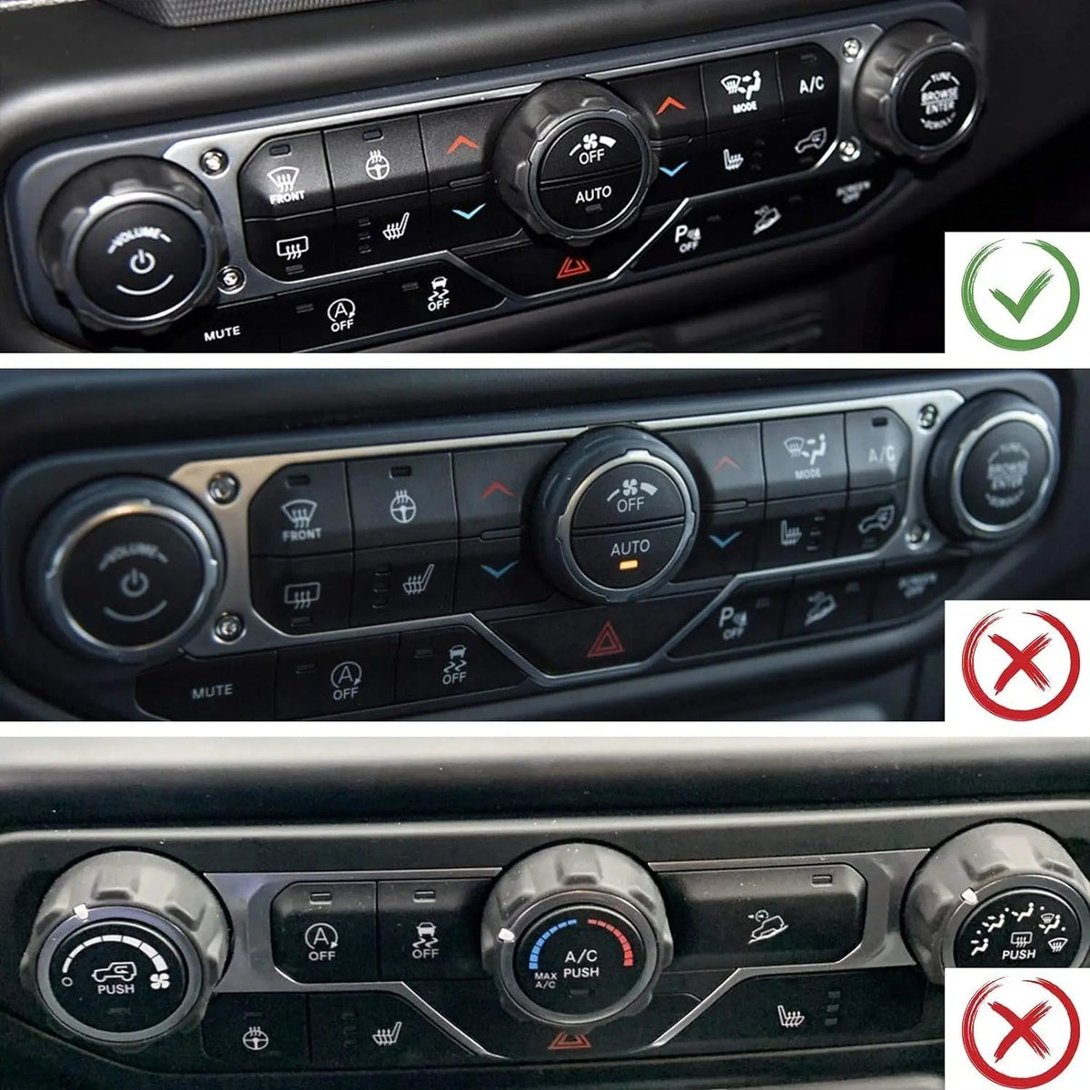 For 2018+ Jeep Wrangler JL JLU & Gladiator JT Air Conditioner Switch Knob Cover Trim - Style B