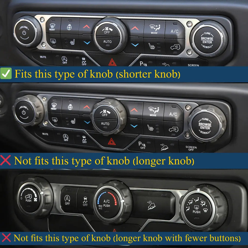 For 2018+ Jeep Wrangler JL JLU & Gladiator JT A/C & Headlight Switch Knob Trim – Aluminum Alloy Accent Rings