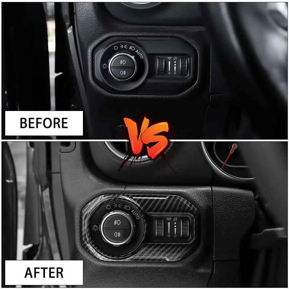 For 2018+ Jeep Wrangler JL JLU & Gladiator JT Car Headlight Switch Button Bezel Trim Cover Dashboard Accent