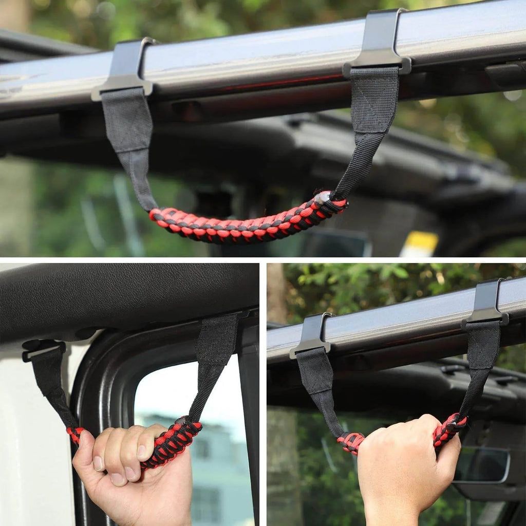 For 2018-2023 Jeep Wrangler JL JLU & Gladiator JT Front Paracord Grab Handles Bars