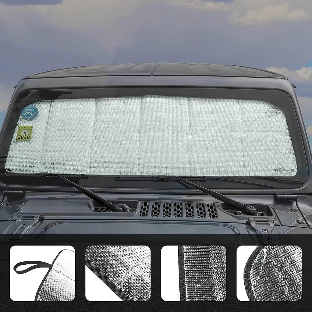 For 2018+ Jeep Wrangler JL JLU & Gladiator JT Front Window Windshield Shade Visor
