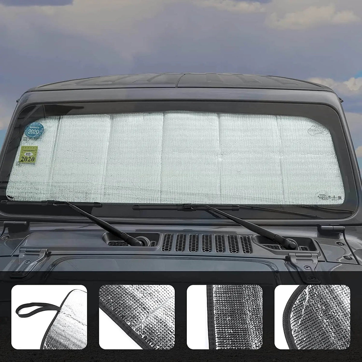 For 2018+ Jeep Wrangler JL JLU & Gladiator JT Front Window Windshield Shade Visor