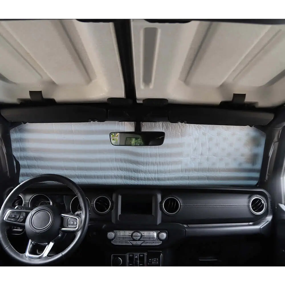For 2018+ Jeep Wrangler JL JLU & Gladiator JT Front Window Windshield Sun Visor, Foldable Sunshade Visor