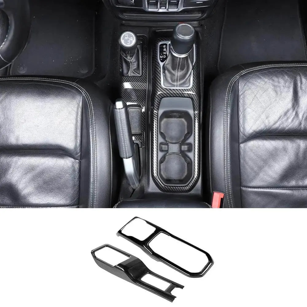 For 2018+ Jeep Wrangler JL JLU & Gladiator JT Gear Shift Center Console Panel Trim Cover Black Carbon Fiber