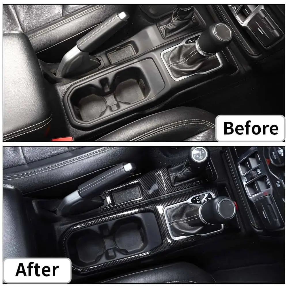 For 2018+ Jeep Wrangler JL JLU & Gladiator JT Gear Shift Center Console Panel Trim Cover Black Carbon Fiber