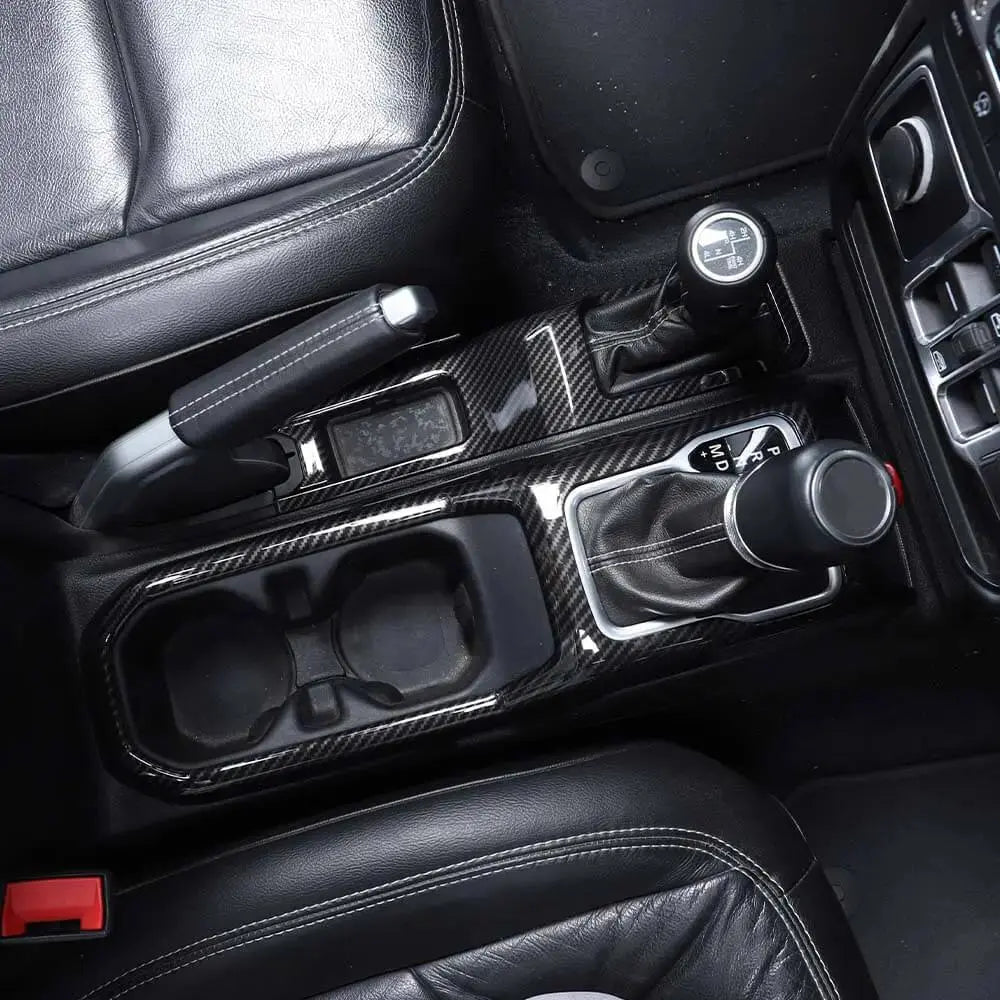 For 2018+ Jeep Wrangler JL JLU & Gladiator JT Gear Shift Center Console Panel Trim Cover Black Carbon Fiber
