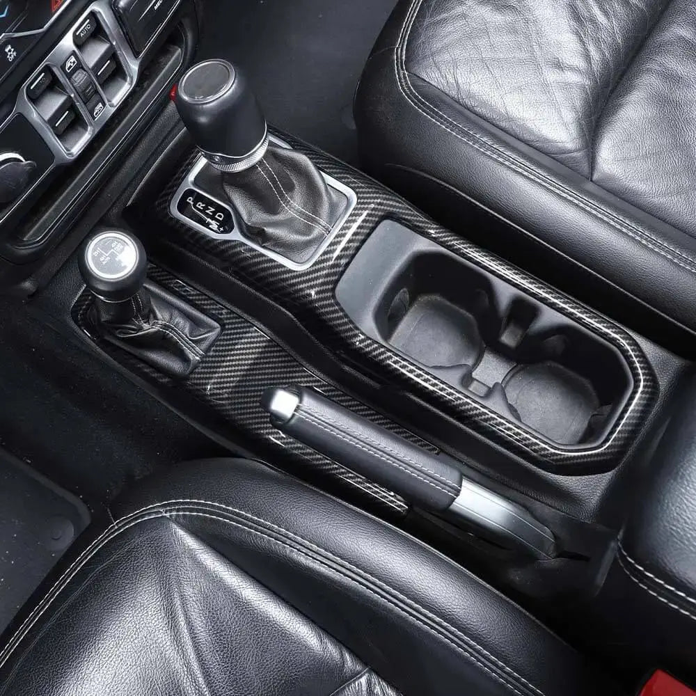 For 2018+ Jeep Wrangler JL JLU & Gladiator JT Gear Shift Center Console Panel Trim Cover Black Carbon Fiber