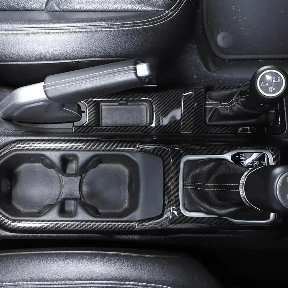 For 2018+ Jeep Wrangler JL JLU & Gladiator JT Gear Shift Center Console Panel Trim Cover Black Carbon Fiber