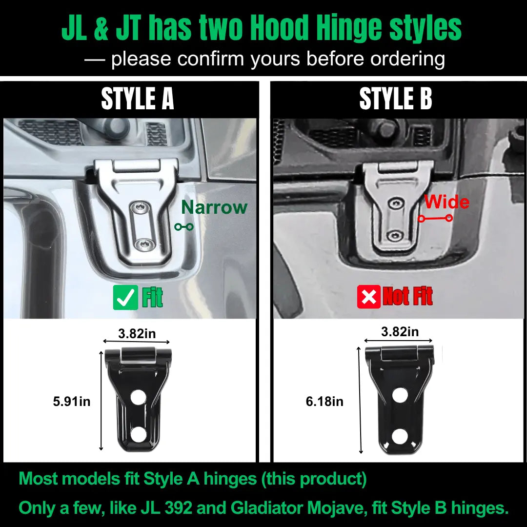 For 2018+ Jeep Wrangler JL JLU & Gladiator JT Hood Hinge Cover Trim Style-A