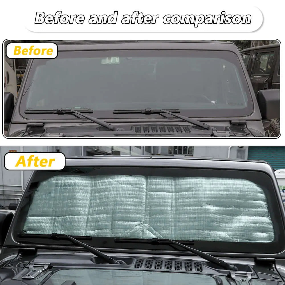 For 2018+ Jeep Wrangler JL JLU & Jeep Gladiator JT Windshield Sunshade Heat Shield Sun Visor Mat