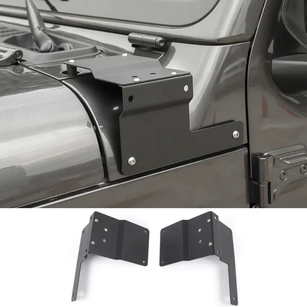 For 2018+ Jeep Wrangler JL JLU, Gladiator JT Car A-Pillar LED Light Mounting Bracket Black 2PCS