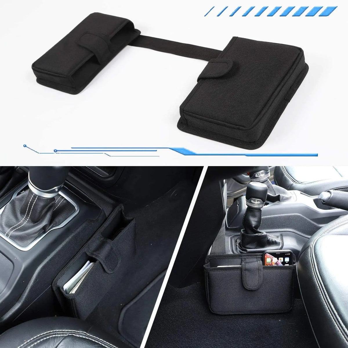 For 2018+ Jeep Wrangler JL JLU, Gladiator JT Center Console Gear Shift Storage Bag Organizer
