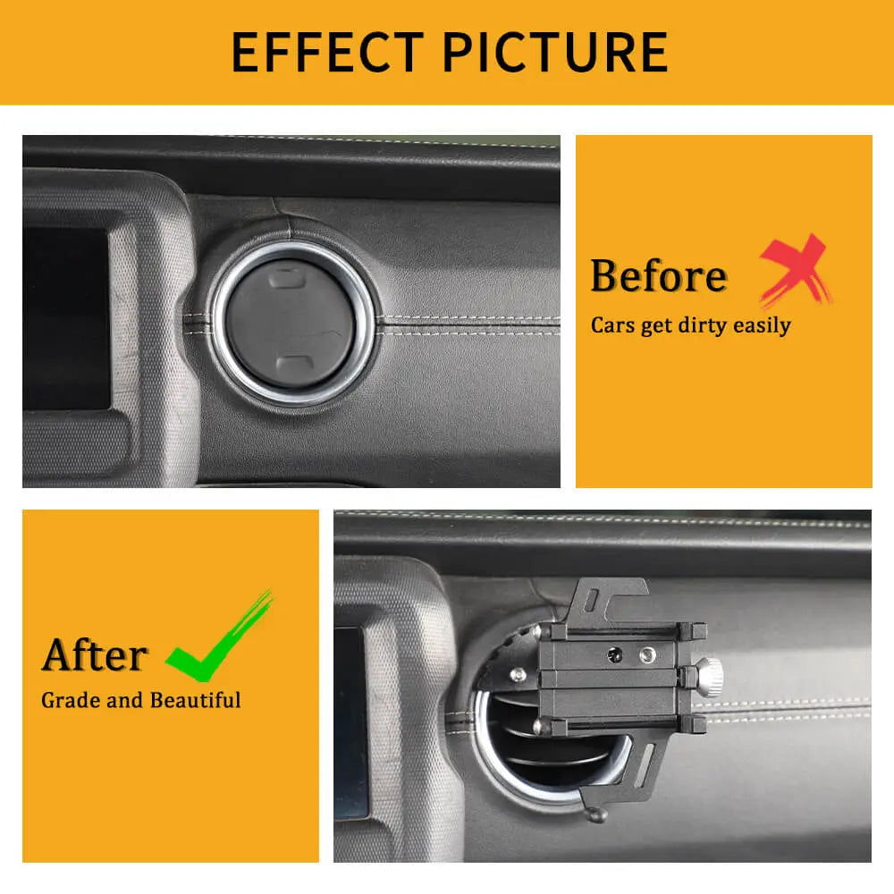 For 2018+ Jeep Wrangler JL/JT Aluminum Air Conditioning Tuyere Mobile Phone Holder Black