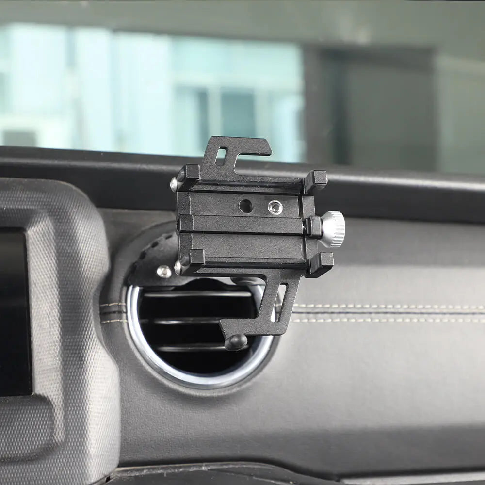 For 2018+ Jeep Wrangler JL/JT Aluminum Air Conditioning Tuyere Mobile Phone Holder Black