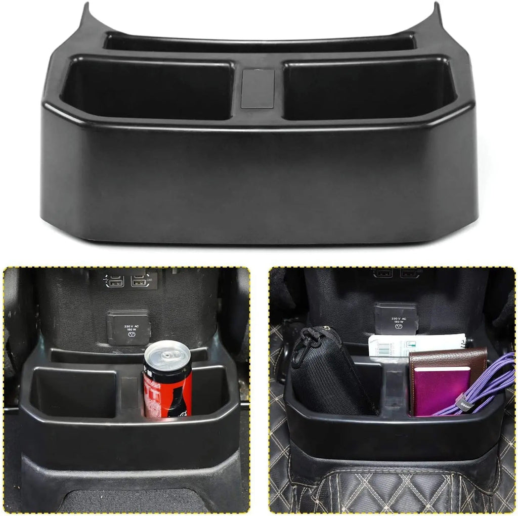 For 2018+ Jeep Wrangler JL JT Console Mounted Drink Holder Rear Seat Storage Organizer