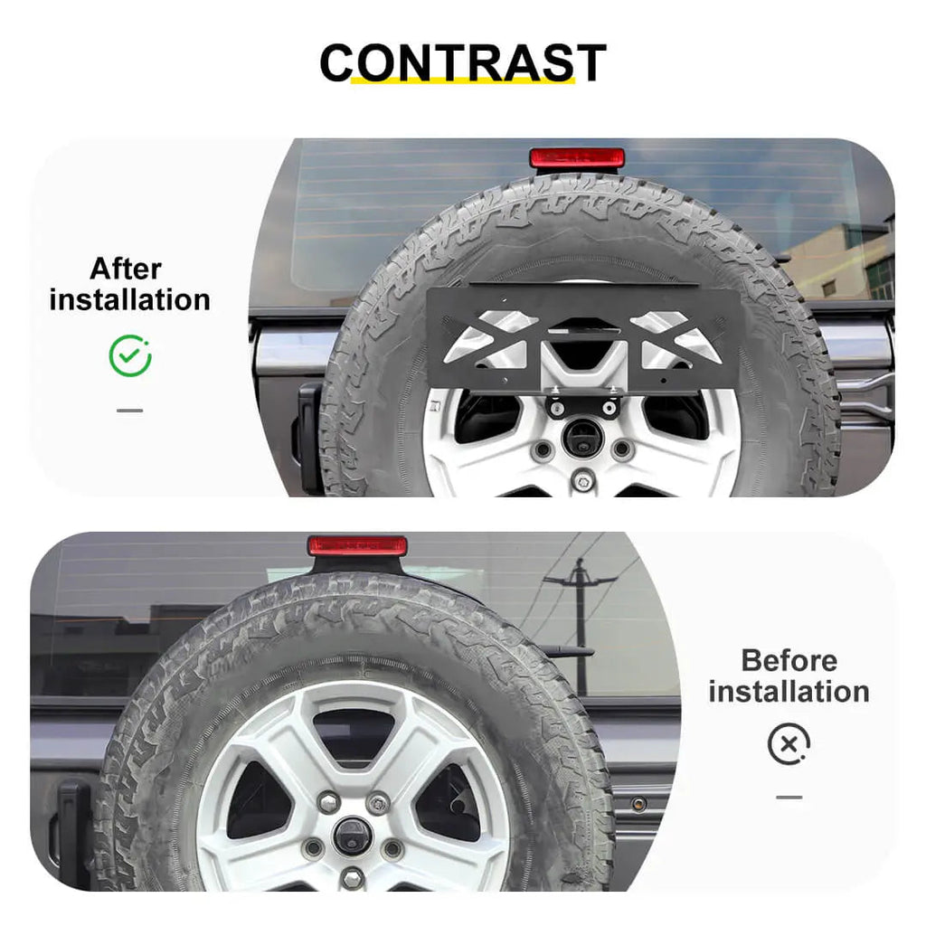For 2018+ Jeep Wrangler JL Rear Spare Tire License Plate Bracket Accessories