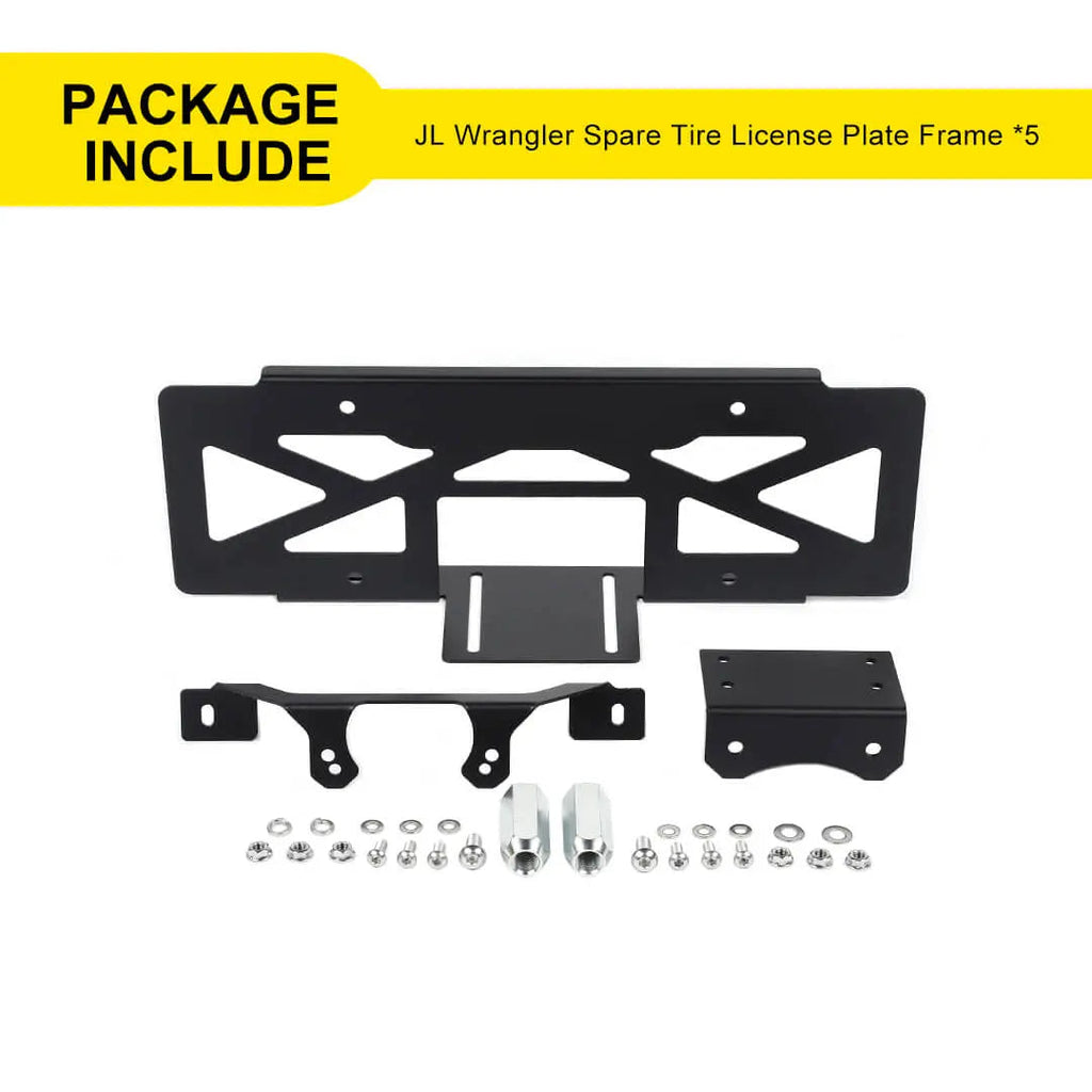 For 2018+ Jeep Wrangler JL Rear Spare Tire License Plate Bracket Accessories