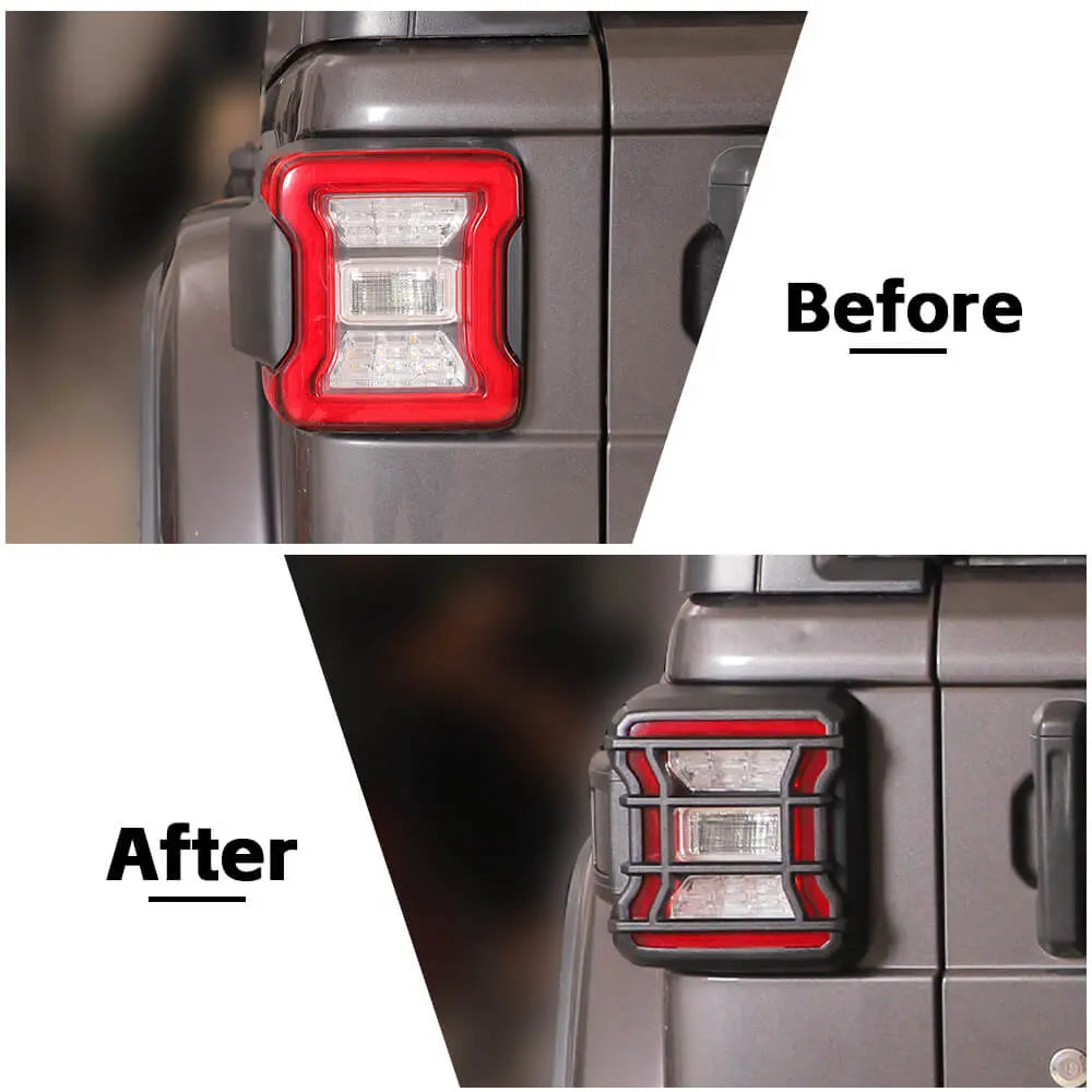 For 2018+ Jeep Wrangler JL Rear Tail Light Lamp Guard Trim Black (Only Fit LED Tail Light)