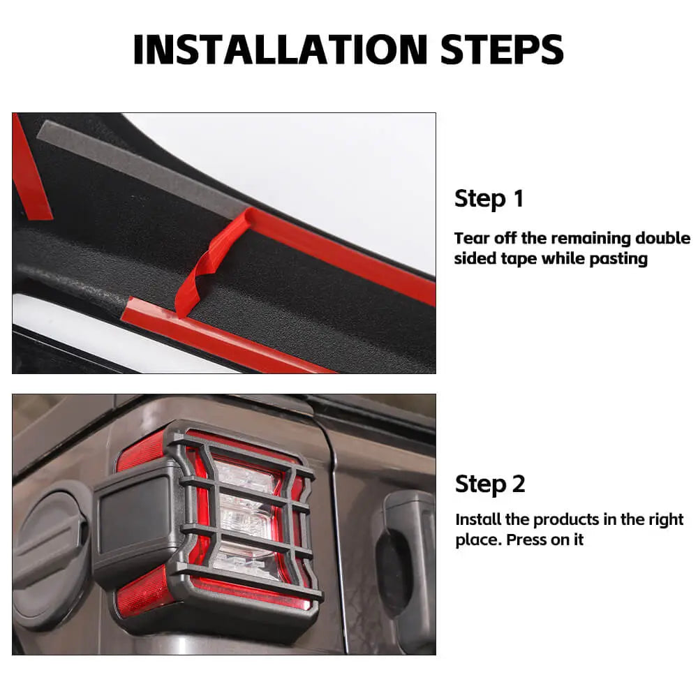 For 2018+ Jeep Wrangler JL Rear Tail Light Lamp Guard Trim Black (Only Fit LED Tail Light)