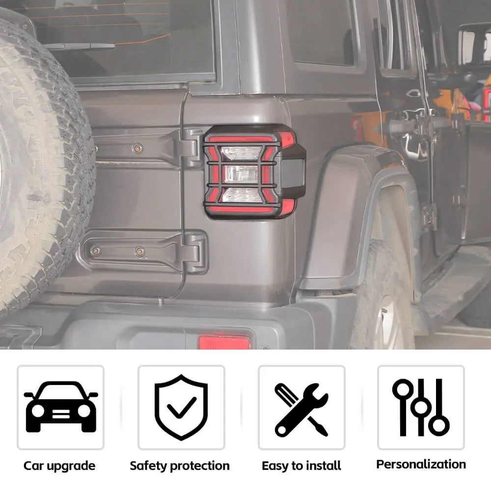 For 2018+ Jeep Wrangler JL Rear Tail Light Lamp Guard Trim Black (Only Fit LED Tail Light)