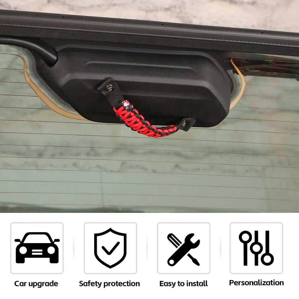 For 2018+ Jeep Wrangler JL Rear Tail Window Glass Paracord Grab Handles