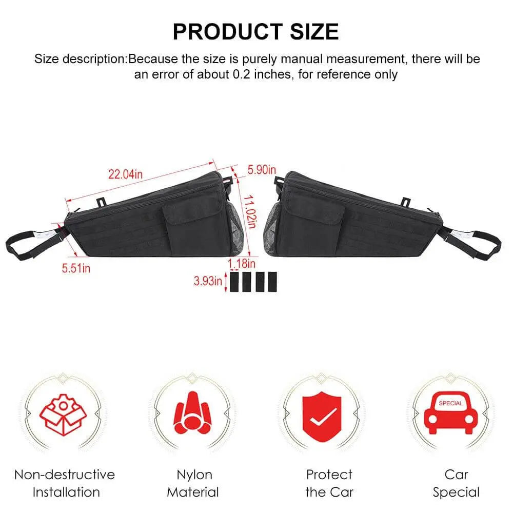 For 2018-2023 Jeep Wrangler JL Rear Trunk Cargo Organizer Storage Bag 2-Door Version (2 pcs)