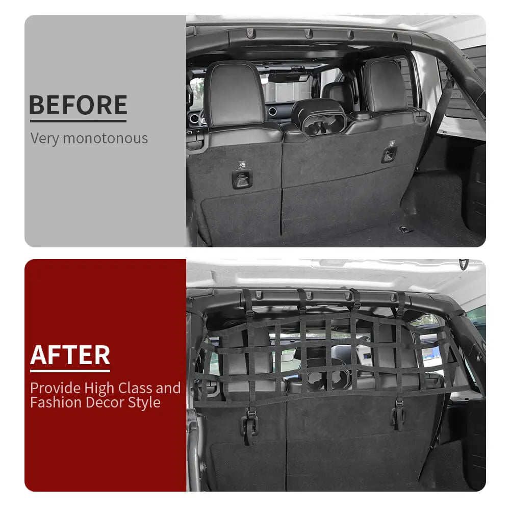 For 2018+ Jeep Wrangler JL Rear Trunk Mesh Cargo Isolation Protect Net