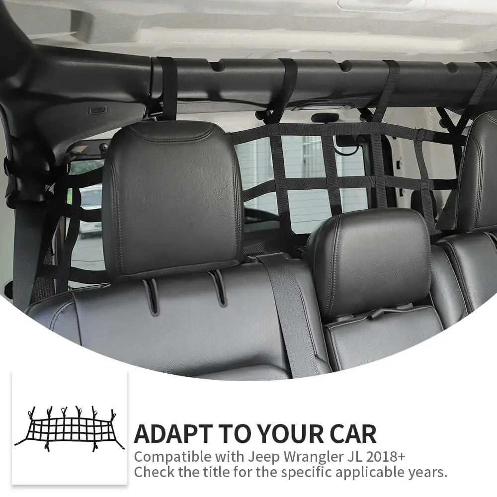 For 2018+ Jeep Wrangler JL Rear Trunk Mesh Cargo Isolation Protect Net