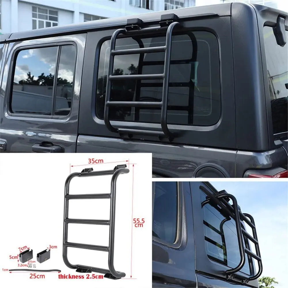 For 2018+ Jeep Wrangler JL Rear Window Extension Climbing Ladder Aluminum Alloy