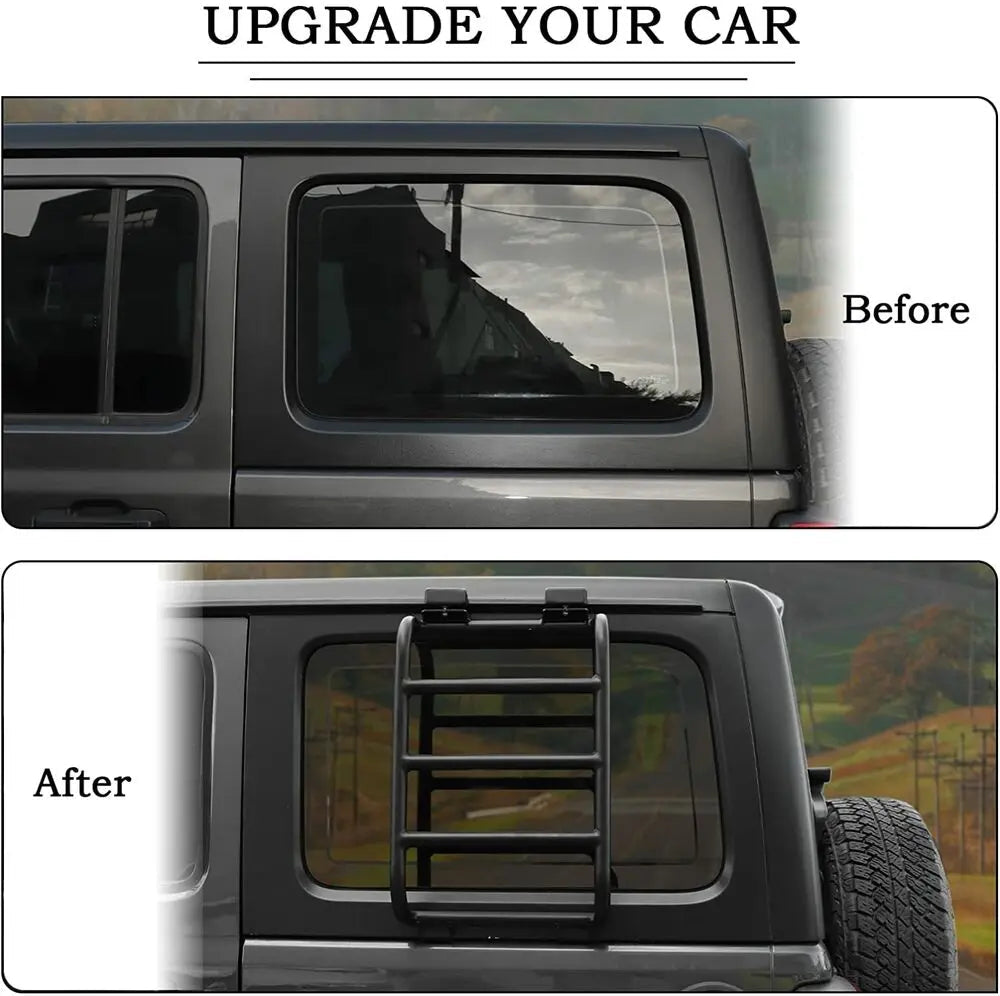 For 2018+ Jeep Wrangler JL Rear Window Extension Climbing Ladder Aluminum Alloy
