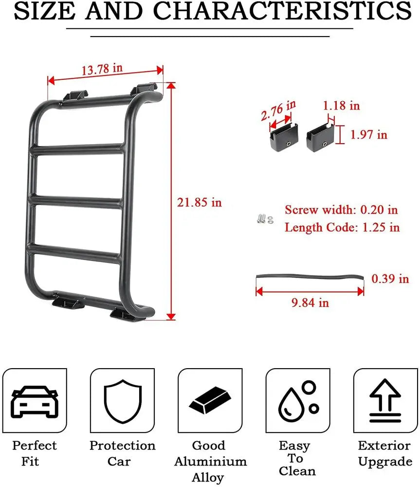 For 2018+ Jeep Wrangler JL Rear Window Extension Climbing Ladder Aluminum Alloy