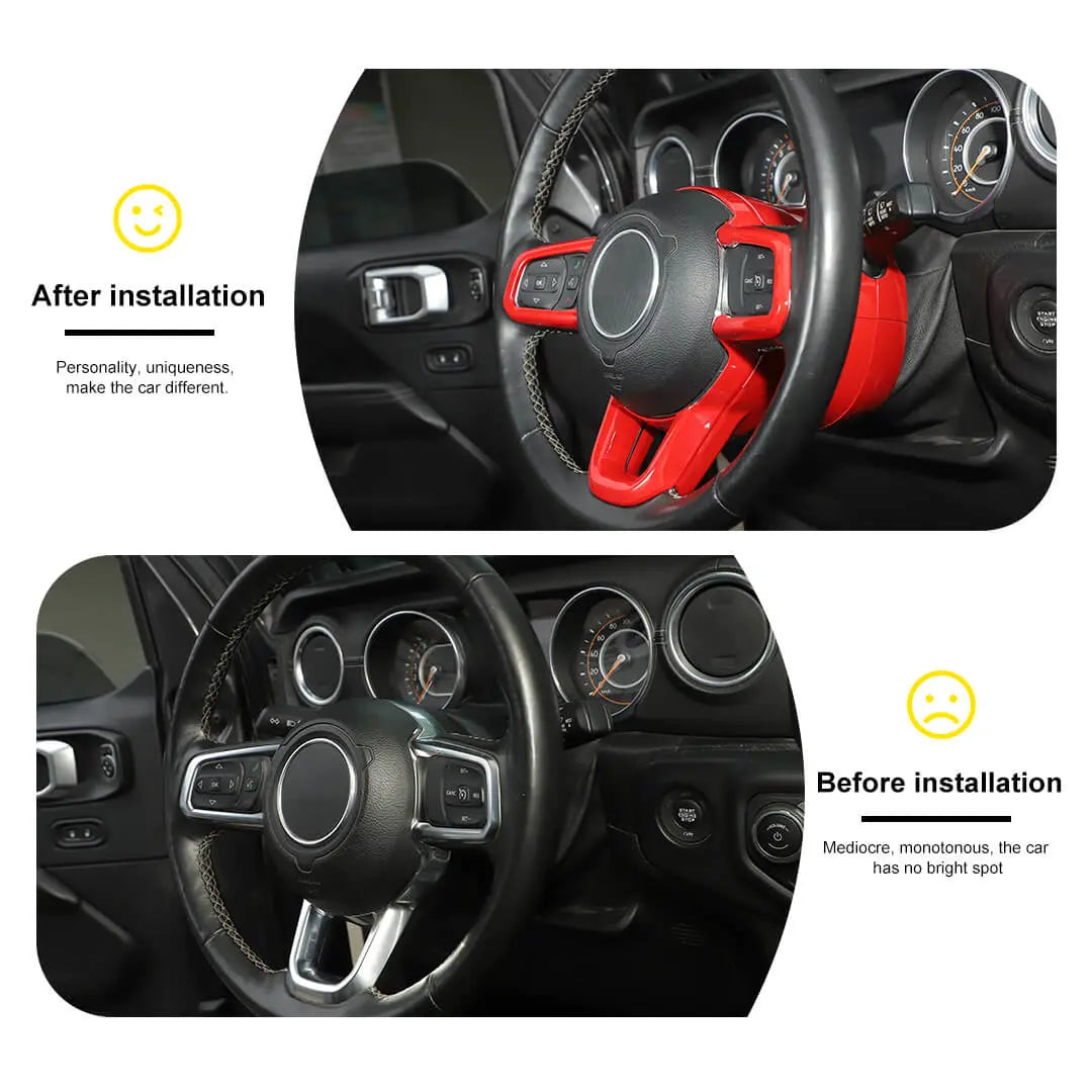 For 2018+ Jeep Wrangler JL Steering Wheel Panel & Base Trim Cover Kit (7 pcs)