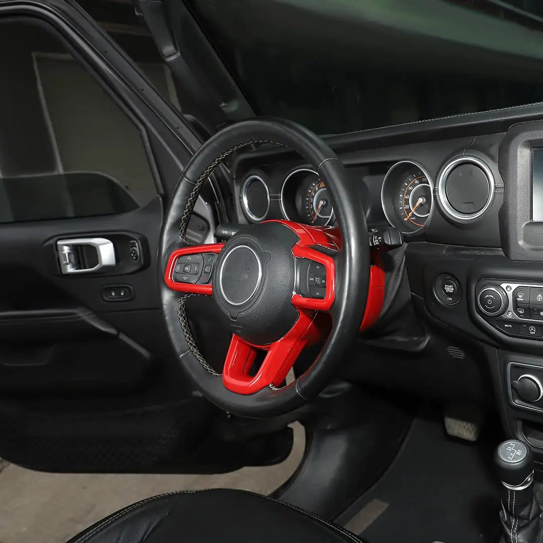 For 2018+ Jeep Wrangler JL Steering Wheel Panel & Base Trim Cover Kit (7 pcs)