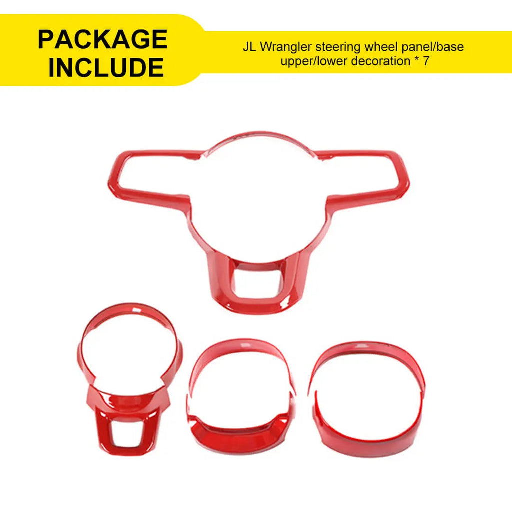 For 2018+ Jeep Wrangler JL Steering Wheel Panel & Base Trim Cover Kit (7 pcs)