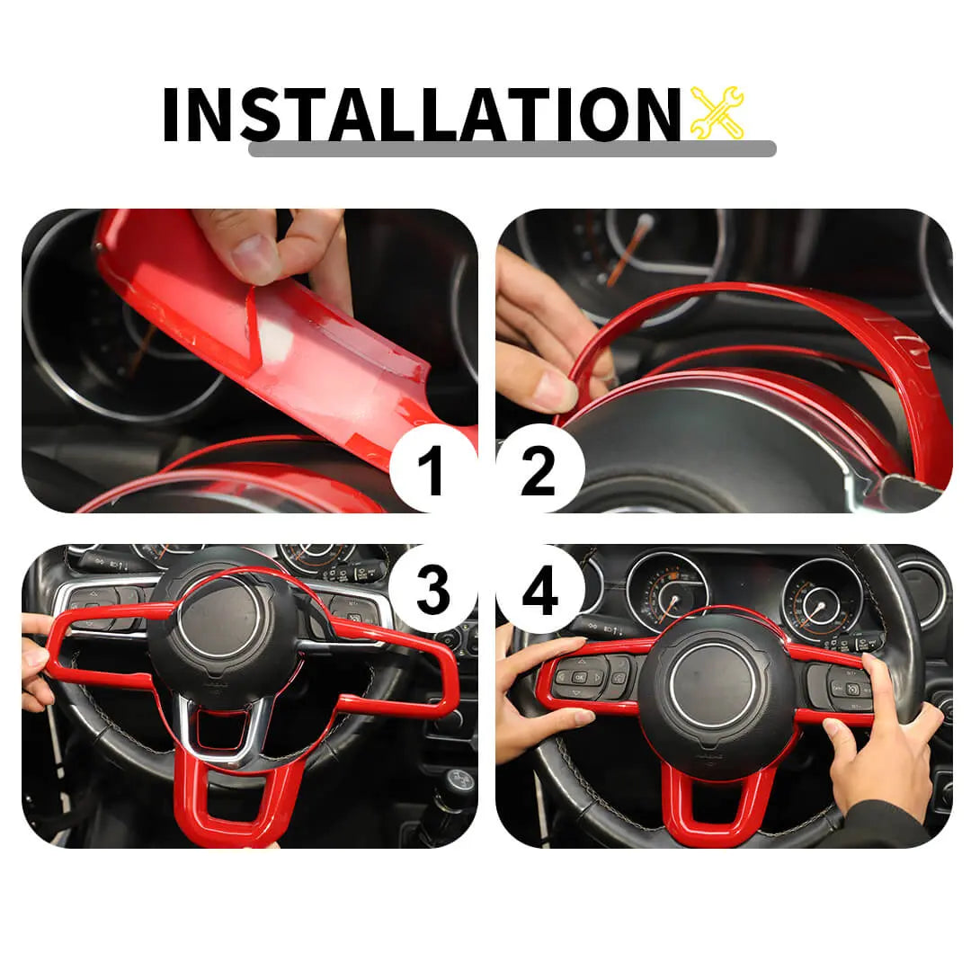 For 2018+ Jeep Wrangler JL Steering Wheel Panel & Base Trim Cover Kit (7 pcs)