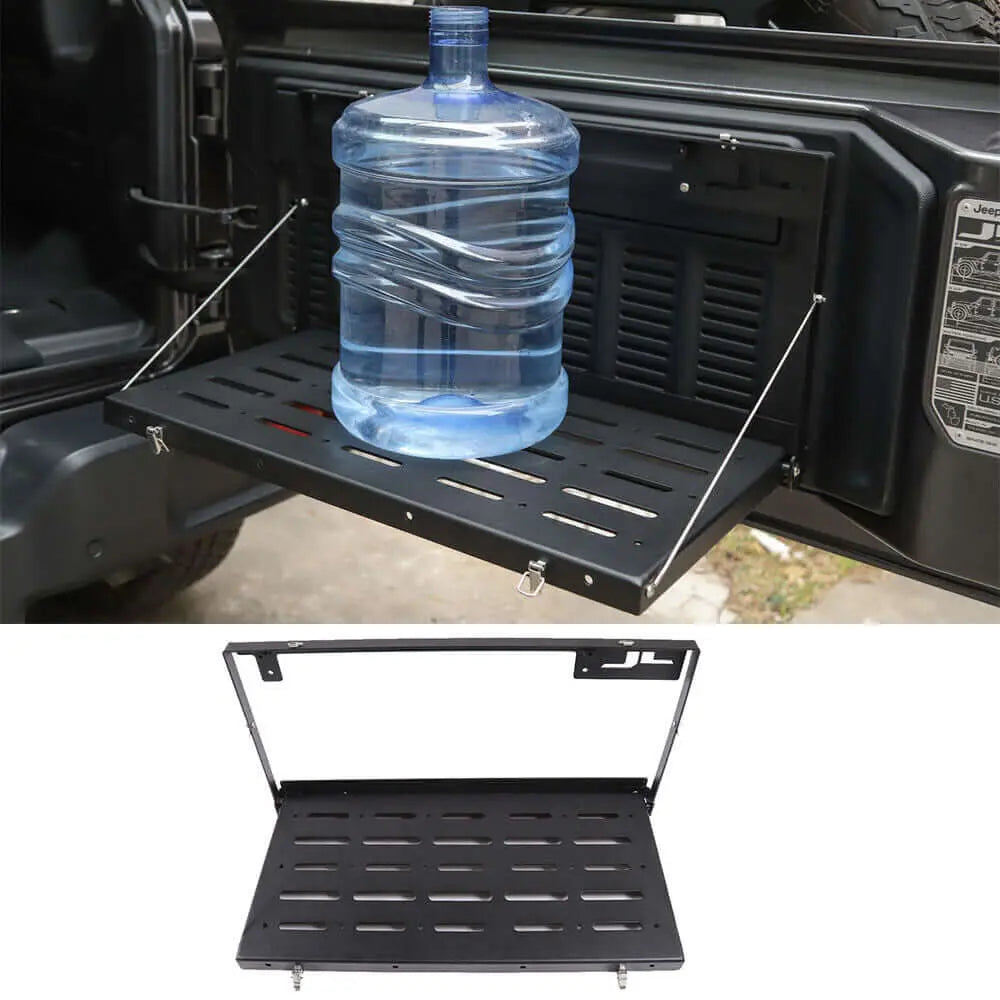 For 2018+ Jeep Wrangler JL Tailgate Table Rear Door Table Storage Rack Foldable Cargo Shelf